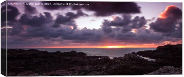 Majestic Sunset over Trearddur Bay Canvas Print by Derek Daniel