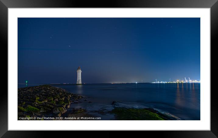 New Brighton beach and lighthouse Framed Mounted Print by Paul Madden