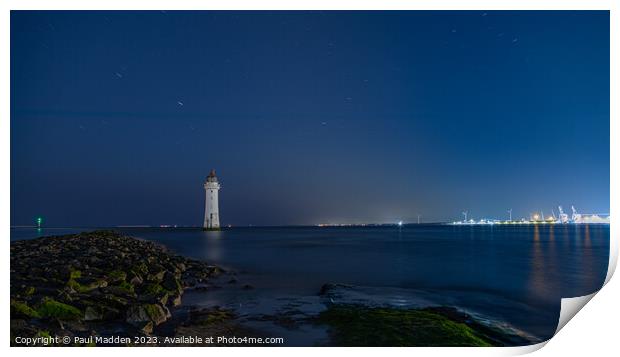 New Brighton beach and lighthouse Print by Paul Madden