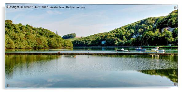 Looe Mill Pool Cornwall Acrylic by Peter F Hunt