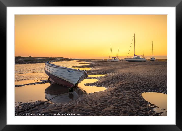 A Glowing Sunrise on the Brancaster Staithe Framed Mounted Print by Rick Bowden