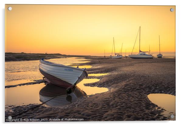 A Glowing Sunrise on the Brancaster Staithe Acrylic by Rick Bowden