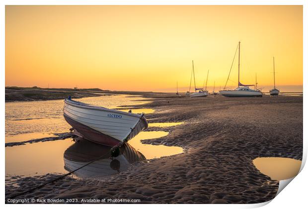 A Glowing Sunrise on the Brancaster Staithe Print by Rick Bowden