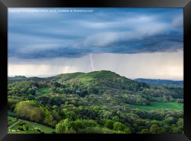 Lightning storm at Malvern Hills Framed Print by Daugirdas Racys