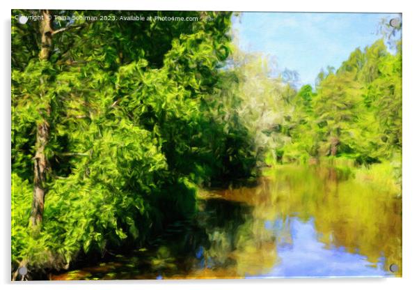 Sunny Summer Afternoon at the River Acrylic by Taina Sohlman