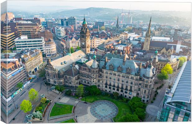 Sheffield Town Hall From The Air Canvas Print by Apollo Aerial Photography