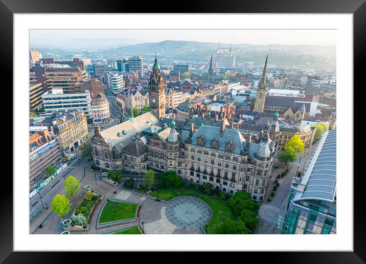 Sheffield Town Hall From The Air Framed Mounted Print by Apollo Aerial Photography