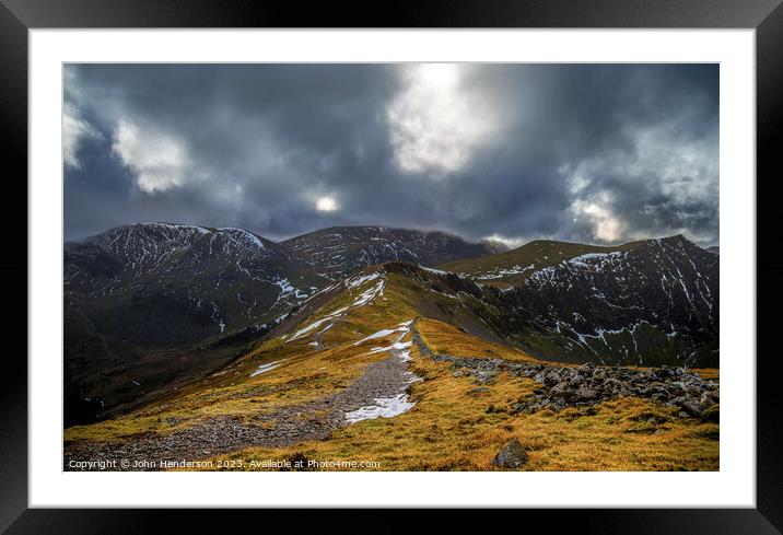 Coledale round. Lake District Framed Mounted Print by John Henderson