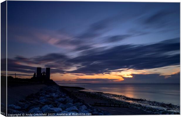 Sunset at Reculver Towers Canvas Print by Andy Critchfield