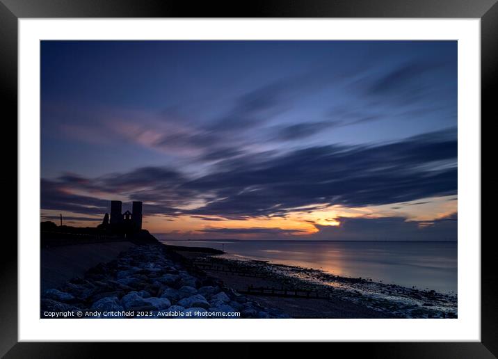 Sunset at Reculver Towers Framed Mounted Print by Andy Critchfield