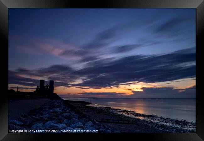 Sunset at Reculver Towers Framed Print by Andy Critchfield