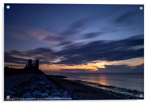 Sunset at Reculver Towers Acrylic by Andy Critchfield