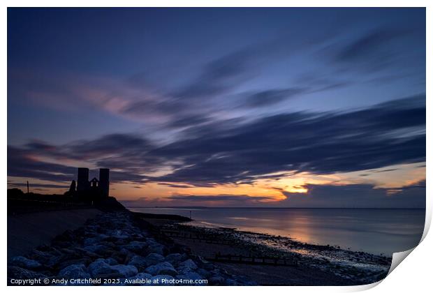 Sunset at Reculver Towers Print by Andy Critchfield