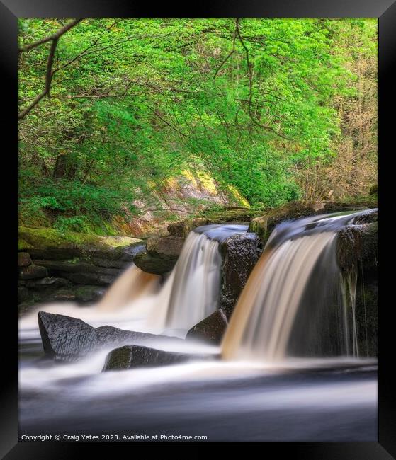 Yorkshire Bridge Waterfall Peak District. Framed Print by Craig Yates