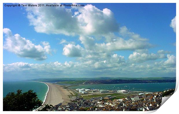 Blue Skies Over Chesil Bank Print by Terri Waters
