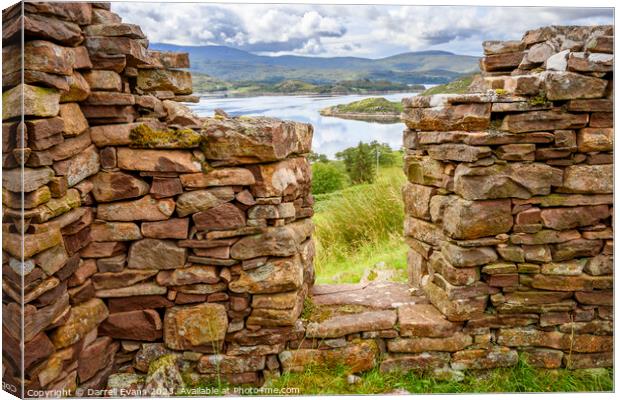 Loch Torridon from an old house Canvas Print by Darrell Evans
