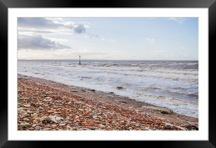 Waves Clash with Red Bricks on Crosby Beach Framed Mounted Print by Jason Wells
