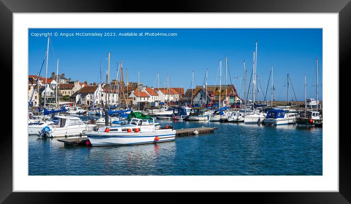Panoramic view of boats in Anstruther harbour Fife Framed Mounted Print by Angus McComiskey