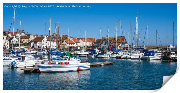 Panoramic view of boats in Anstruther harbour Fife Print by Angus McComiskey
