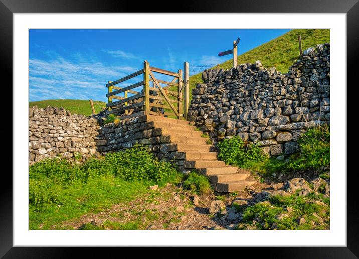 Malham Cove Walking Gate: Yorkshire Dales Framed Mounted Print by Tim Hill