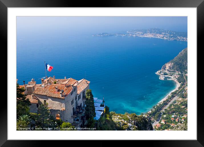 Eze, and the Côte d'Azur, France Framed Mounted Print by Justin Foulkes