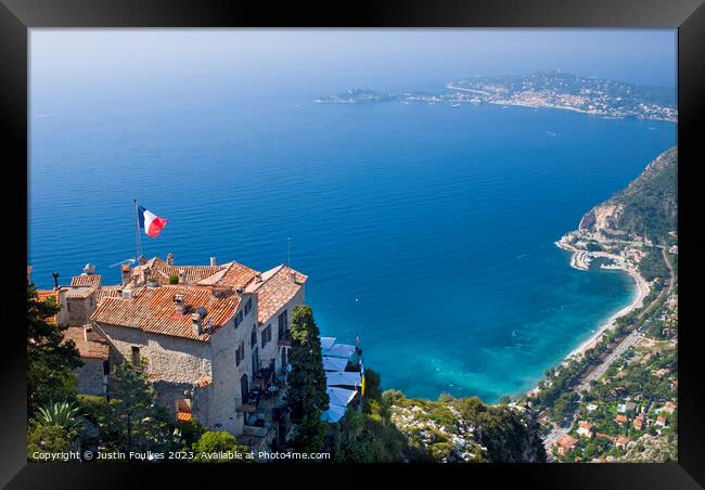 Eze, and the Côte d'Azur, France Framed Print by Justin Foulkes