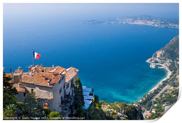 Eze, and the Côte d'Azur, France Print by Justin Foulkes