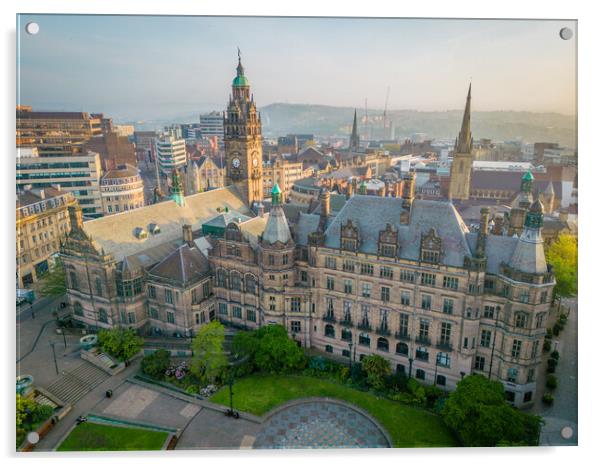 Sheffield Town Hall and Peace Gardens Acrylic by Apollo Aerial Photography