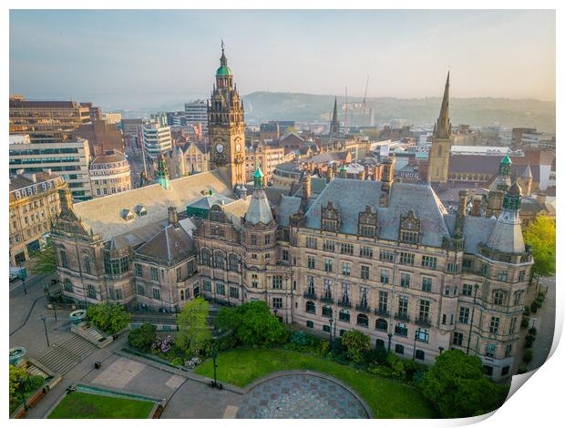 Sheffield Town Hall and Peace Gardens Print by Apollo Aerial Photography