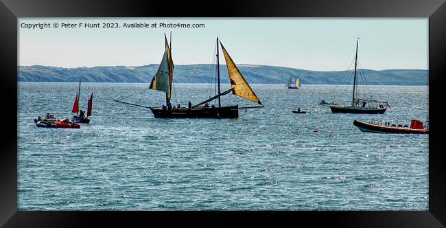Love A Lugger The View From Looe Beach Framed Print by Peter F Hunt