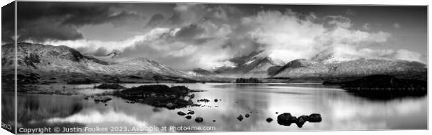Black Mount panorama, Rannoch Moor, Scotland Canvas Print by Justin Foulkes