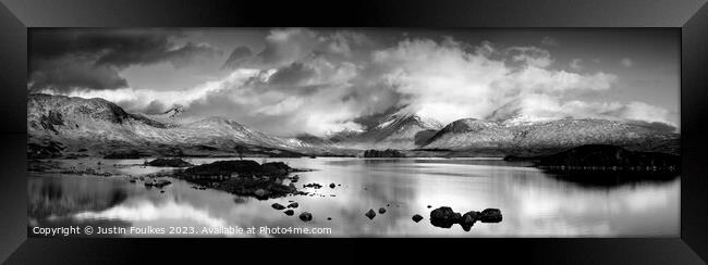Black Mount panorama, Rannoch Moor, Scotland Framed Print by Justin Foulkes