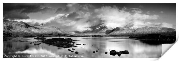 Black Mount panorama, Rannoch Moor, Scotland Print by Justin Foulkes
