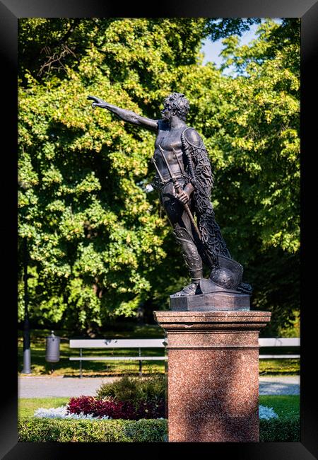 Gladiator Statue With Trident And Net Saluting Ceasar Framed Print by Artur Bogacki