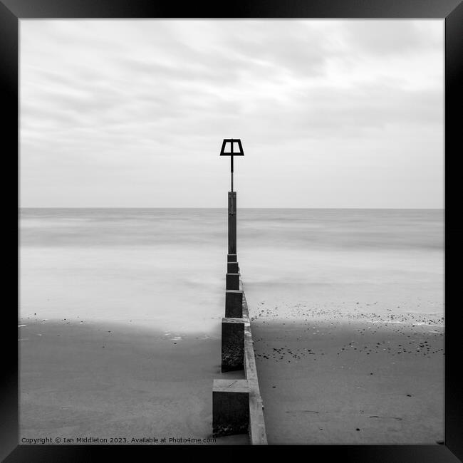 Bournemouth beach and groyne Framed Print by Ian Middleton