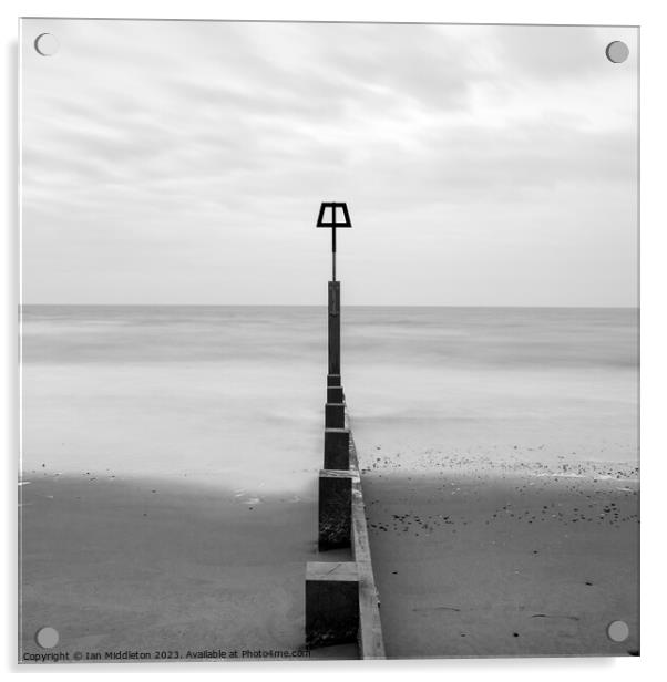 Bournemouth beach and groyne Acrylic by Ian Middleton
