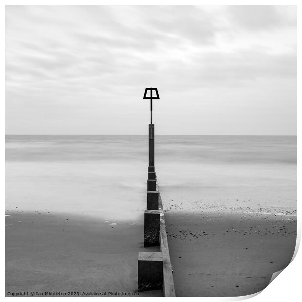 Bournemouth beach and groyne Print by Ian Middleton