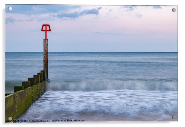 Bournemouth groyne at Sunset Acrylic by Ian Middleton