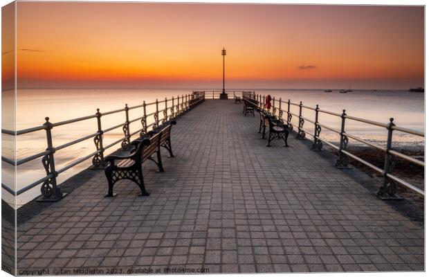 Banjo Jetty in Swanage Canvas Print by Ian Middleton