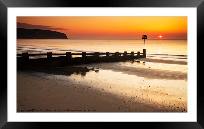 Sunrise at Swanage Beach Framed Mounted Print by Ian Middleton