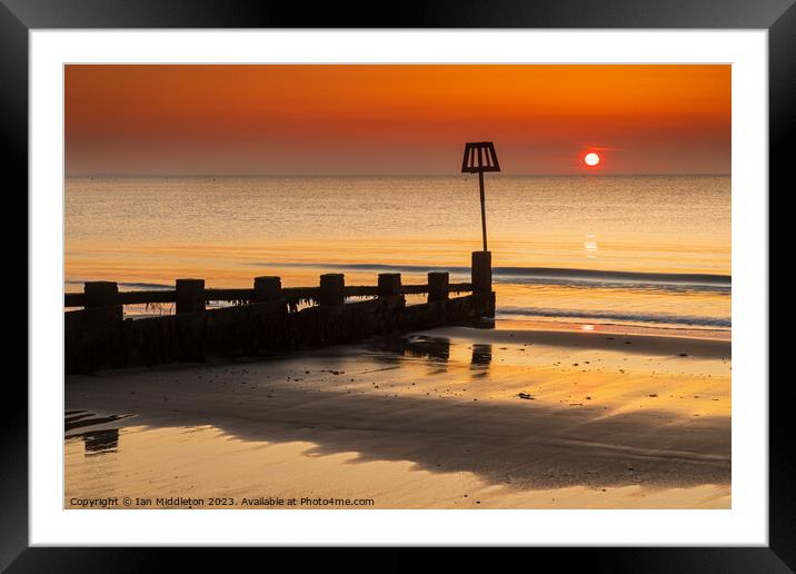 Sunrise at Swanage Beach Framed Mounted Print by Ian Middleton