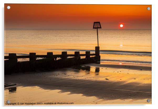 Sunrise at Swanage Beach Acrylic by Ian Middleton