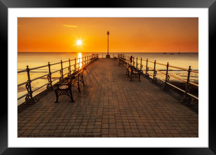 Sunrise at the Banjo Jetty in Swanage Framed Mounted Print by Ian Middleton