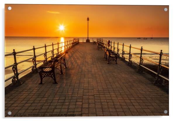 Sunrise at the Banjo Jetty in Swanage Acrylic by Ian Middleton