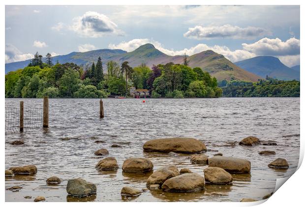 Looking Over Derwentwater to Catbells Print by Roger Green
