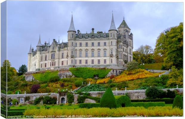 Majestic Dunrobin Castle overlooking the Moray Fir Canvas Print by Paul Chambers