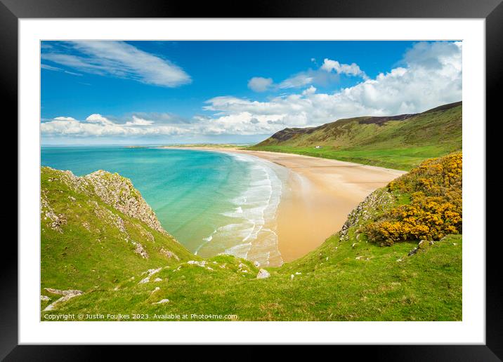 Rhossili Bay Beach, Gower, South Wales Framed Mounted Print by Justin Foulkes