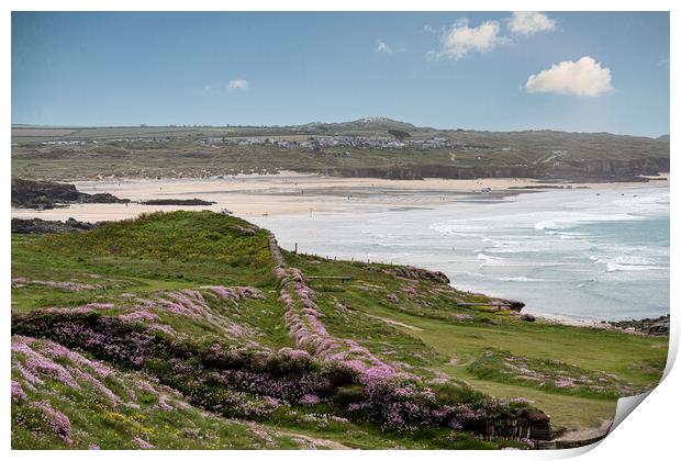 Towans beach Hayle Cornwall  Print by kathy white