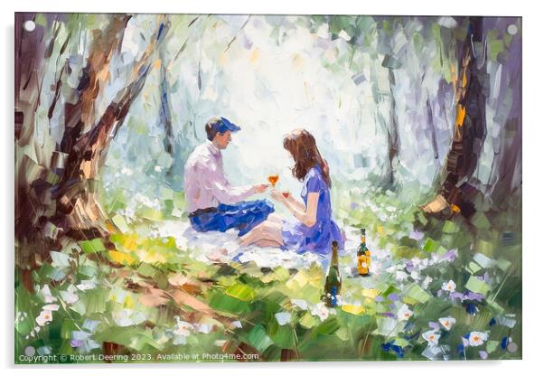 Picnic In The Woods Acrylic by Robert Deering
