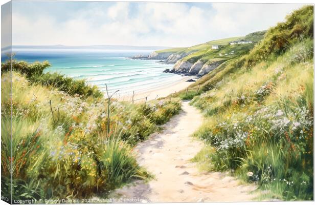 sand sea and pathway Canvas Print by Robert Deering